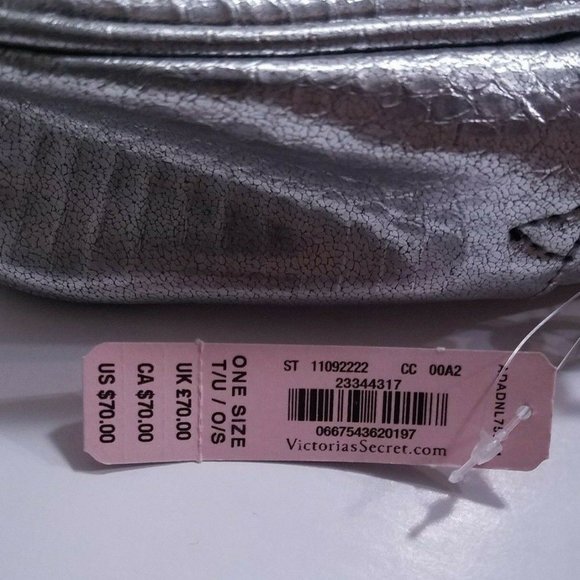 Victoria's Secret Shiny Silver Handbag Purse Zipper Bag Shoulder Bag NWT - Picture 3 of 4